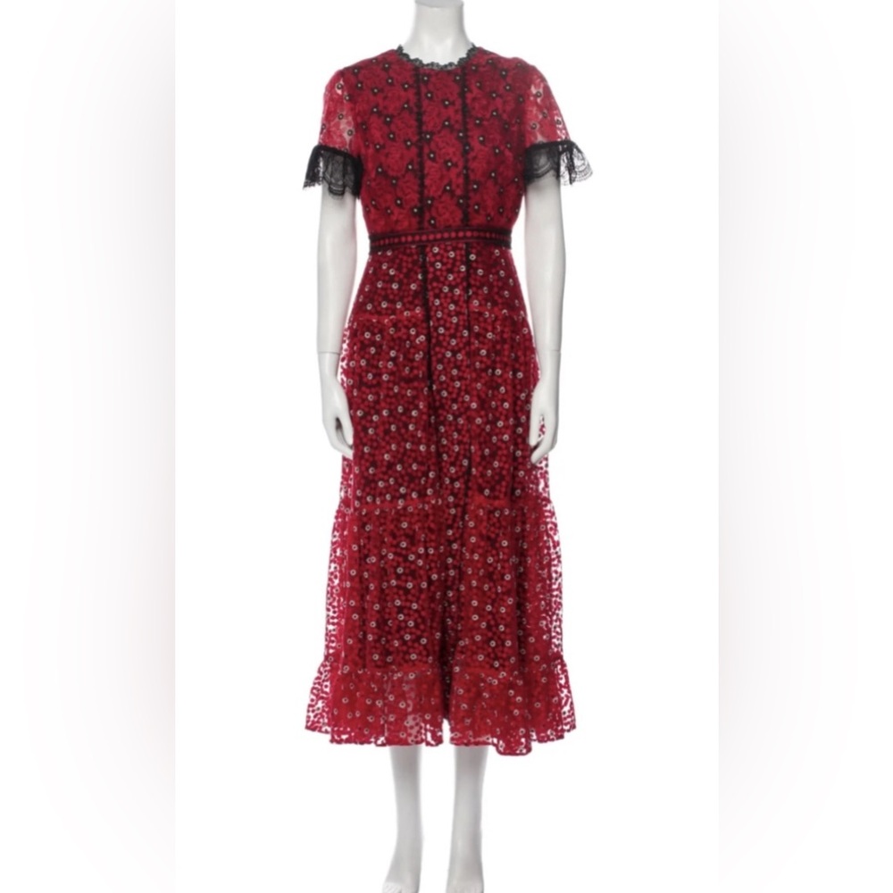 SALONI (US size 4) red “Andie” midi dress